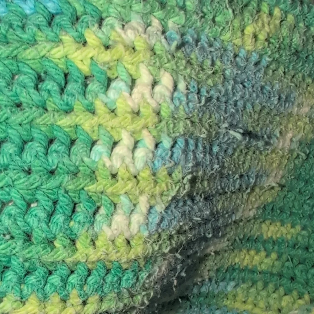Green and Blue Knitted Afghan Blanket